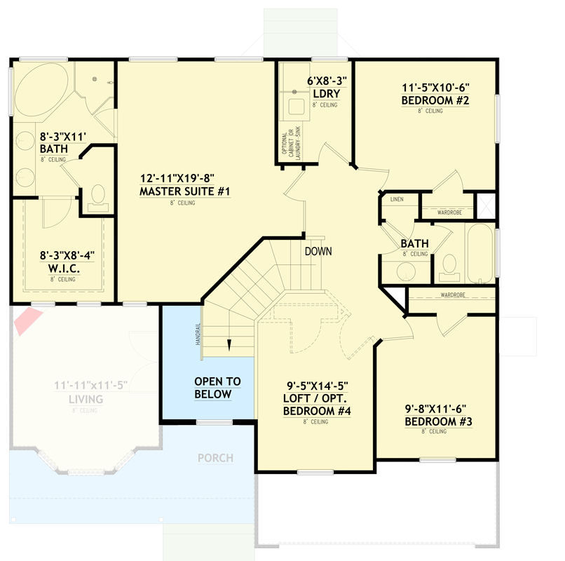Plan 849177PGE: Traditional Craftsman House Plan with 5 Bedrooms and 2,182 Square Feet - Floor Plan - 2nd Level - Country, Craftsman, Farmhouse, Traditional