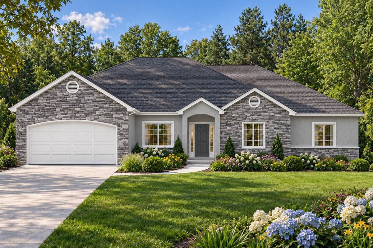 Plan image - 849178PGE:Traditional Ranch House Plan with Three Bedrooms and Attached Garage