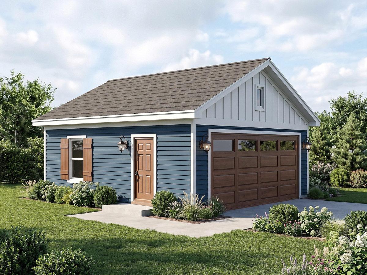 Two-Car Detached Garage House Plan with Classic Board-and-Batten Siding