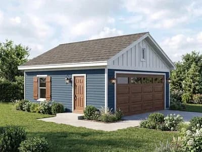 Two-Car Detached Garage House Plan with Classic Board-and-Batten Siding