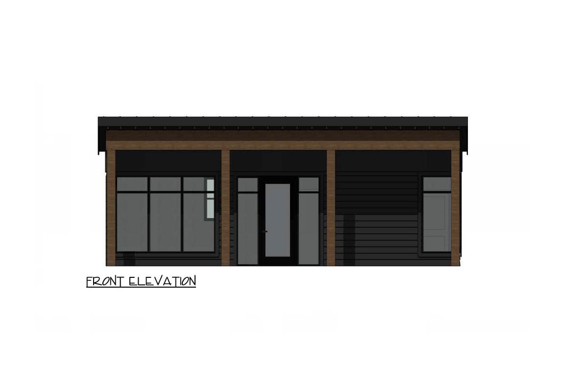 Plan 421052HFC: Modern Mountain Cabin House Plan with One Bedroom and Spacious Deck - Image #2 - Cabin, Modern, Mountain