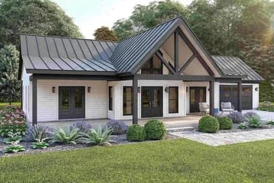 Modern Farmhouse House Plan with 2 Bedrooms and Spacious Expansive Porches