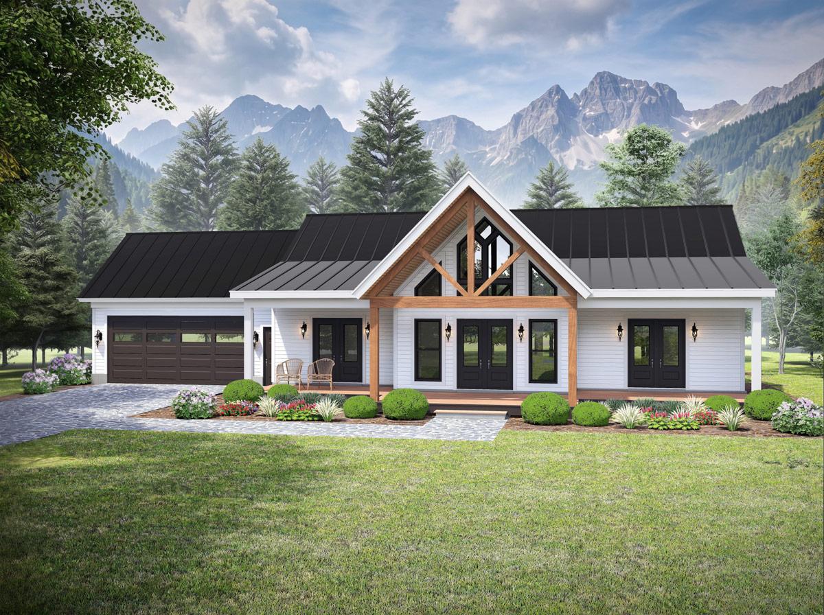 Plan 680703VR: Modern Farmhouse House Plan with Two Bedrooms and Expansive Covered Porches - Image #2 - Farmhouse, Modern Farmhouse