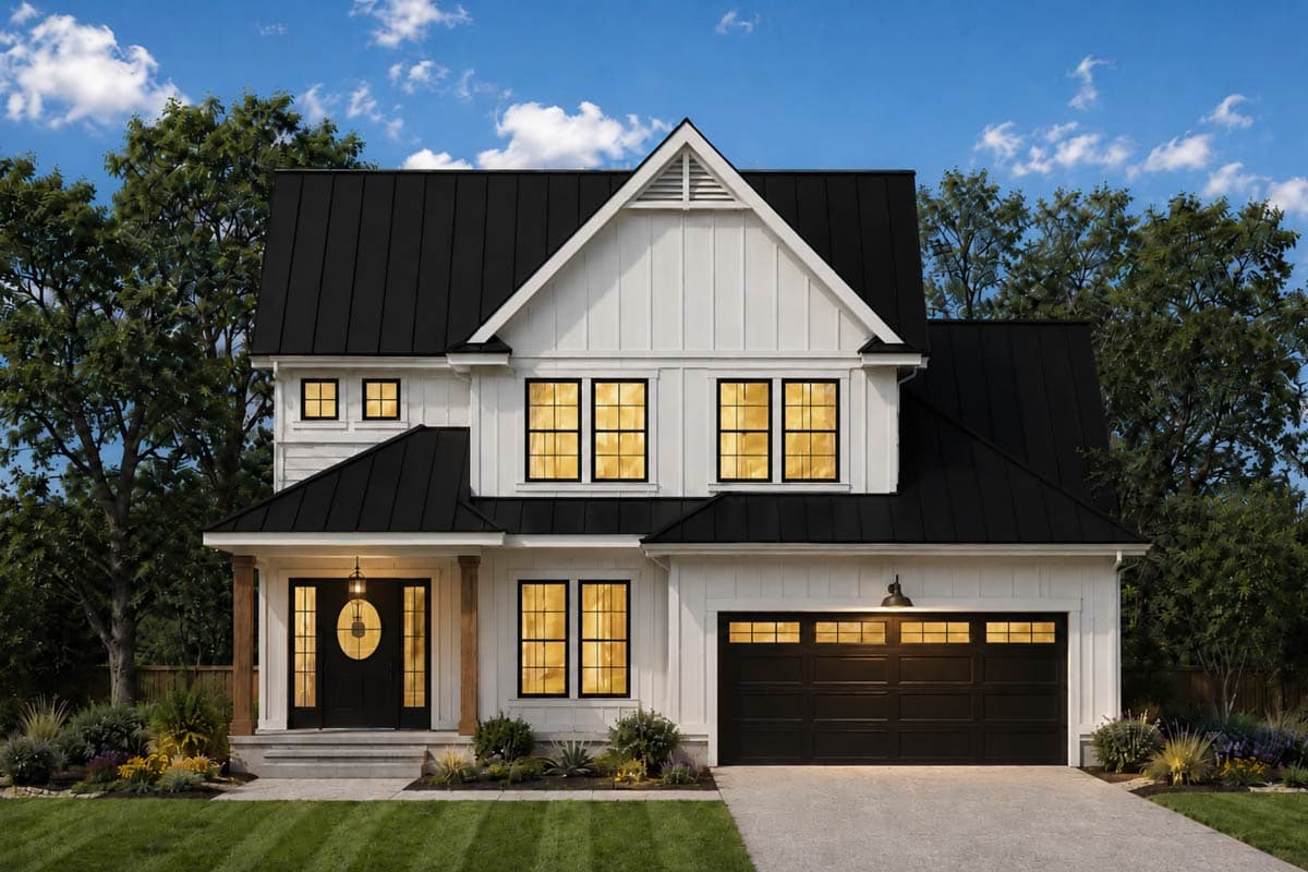 Plan 42782DB: Modern Farmhouse House Plan with 3-4 Bedrooms and Two-Story Great Room - Image #2 - Country, Farmhouse, Modern Farmhouse, New American