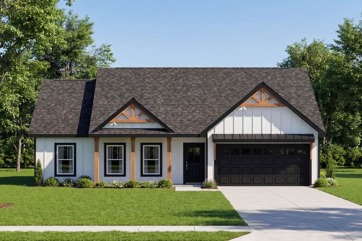 Plan image - 42783DB:Modern New American House Plan with Three Bedrooms and Two Baths