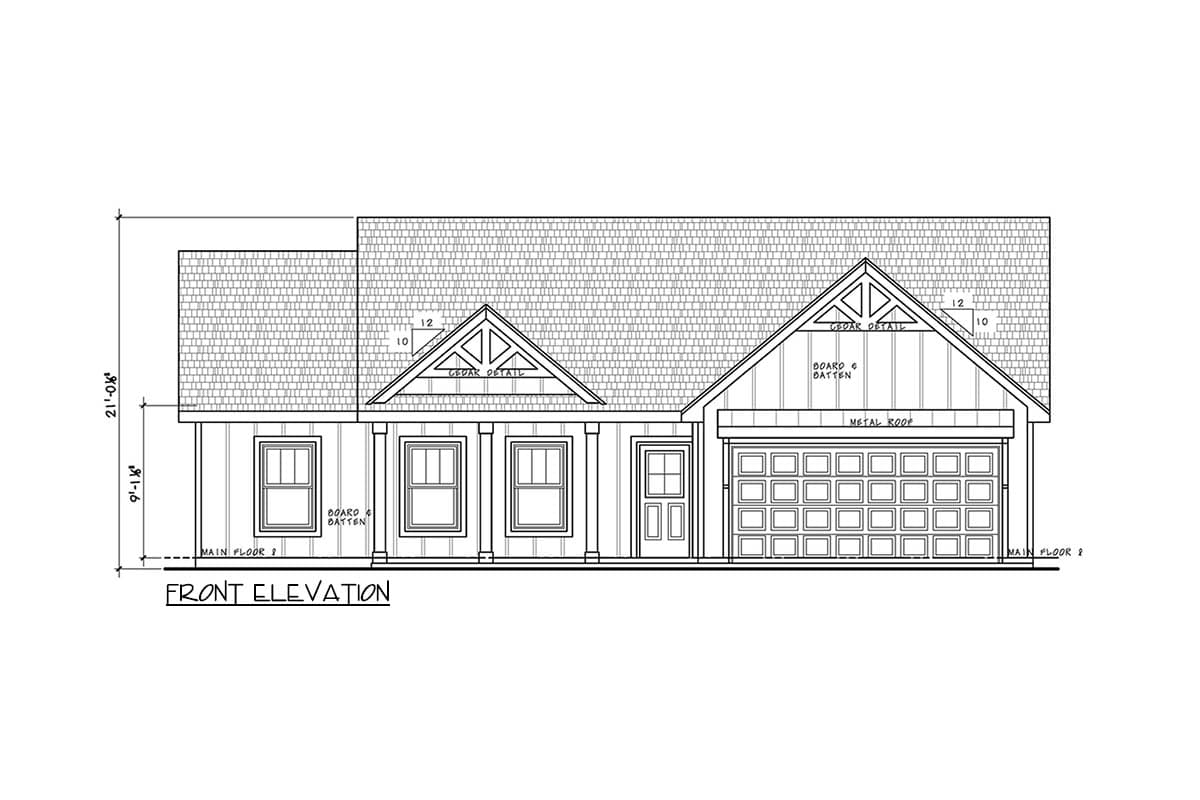 Plan 42783DB: Modern New American House Plan with Three Bedrooms and Two Baths - Image #2 - Craftsman, Farmhouse, Modern Farmhouse, New American, Ranch