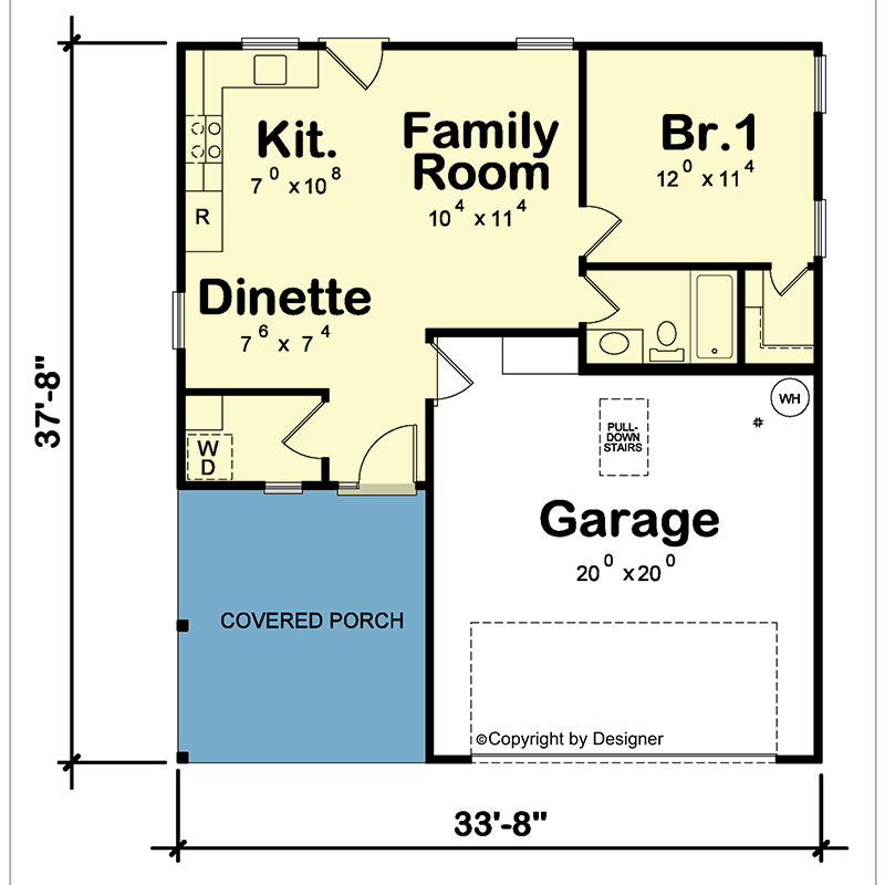 Plan 42785DB: Efficient Barndominium House Plan with One Bedroom and Two-Car Garage - Floor Plan - Image #7 - Barndominium, Farmhouse