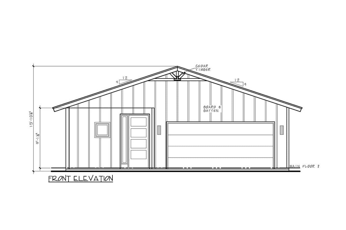 Plan 42785DB: Efficient Barndominium House Plan with One Bedroom and Two-Car Garage - Image #3 - Barndominium, Farmhouse