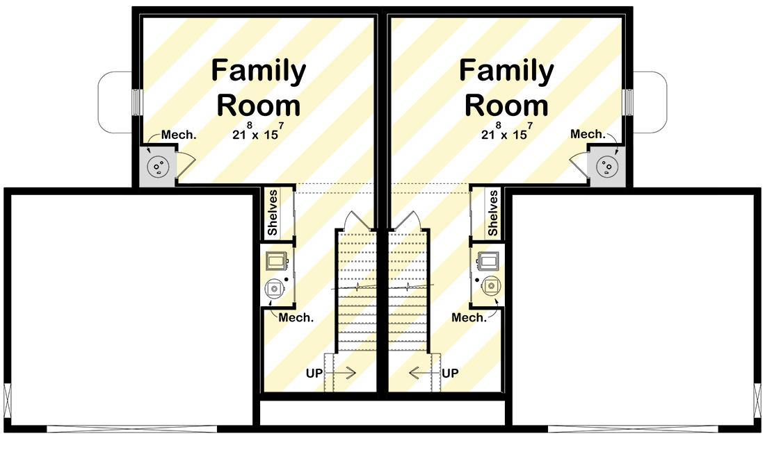 Plan 623674DJ: Modern Farmhouse Duplex House Plan with Three Bedrooms and Attached Garages - Floor Plan - Image #18 - Modern Farmhouse, New American