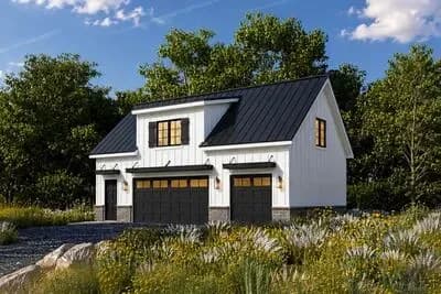 Country Farmhouse Carriage Plan with Three-Car Parking