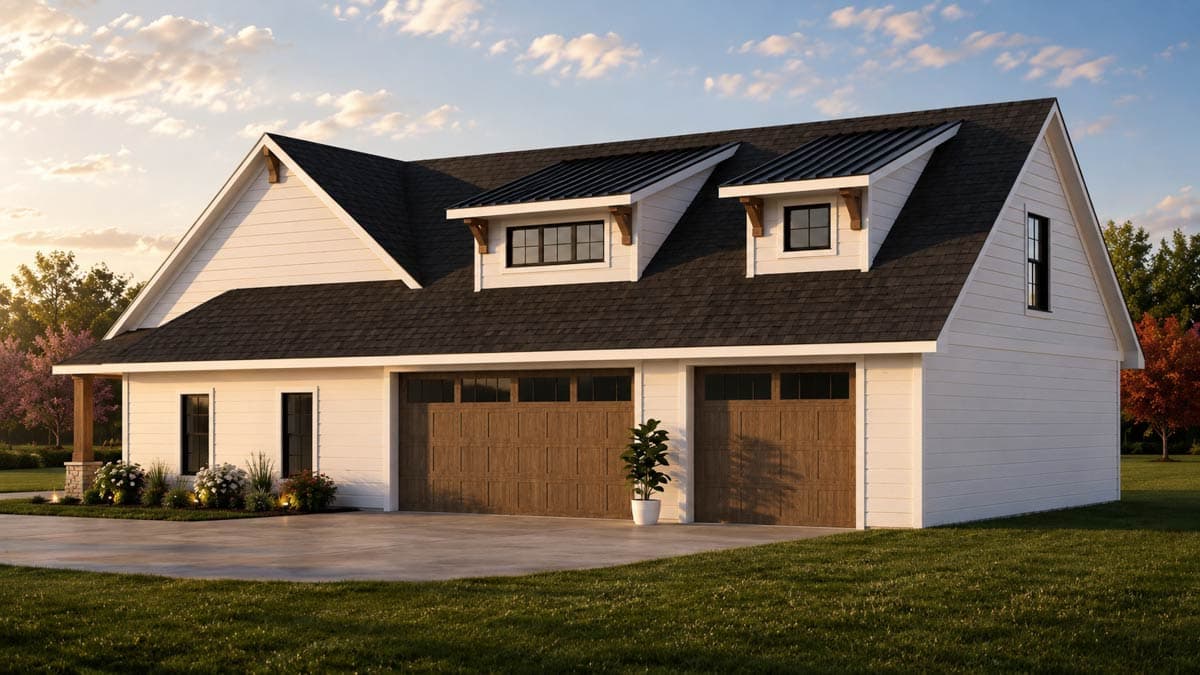 Plan 135475GRA: Modern New American House Plan with 3 Bedrooms and 3-Car Garage - Image #4 - Country, Craftsman, Farmhouse, Modern Farmhouse, New American