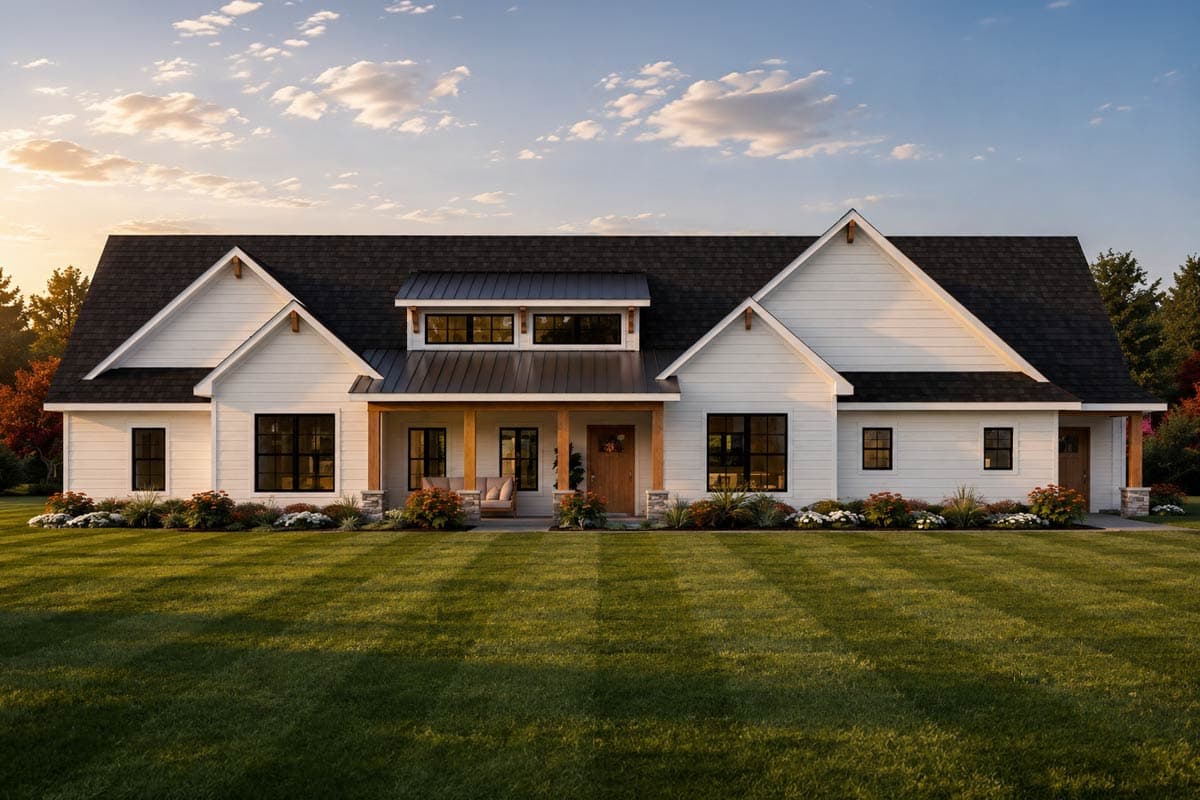Plan image - 135475GRA:Modern New American House Plan with 3 Bedrooms and 3-Car Garage