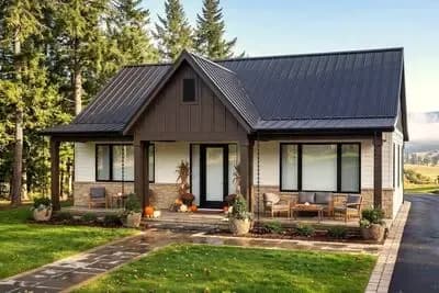 Modern Farmhouse House Plan with 3 Bedrooms and Vaulted Living Area