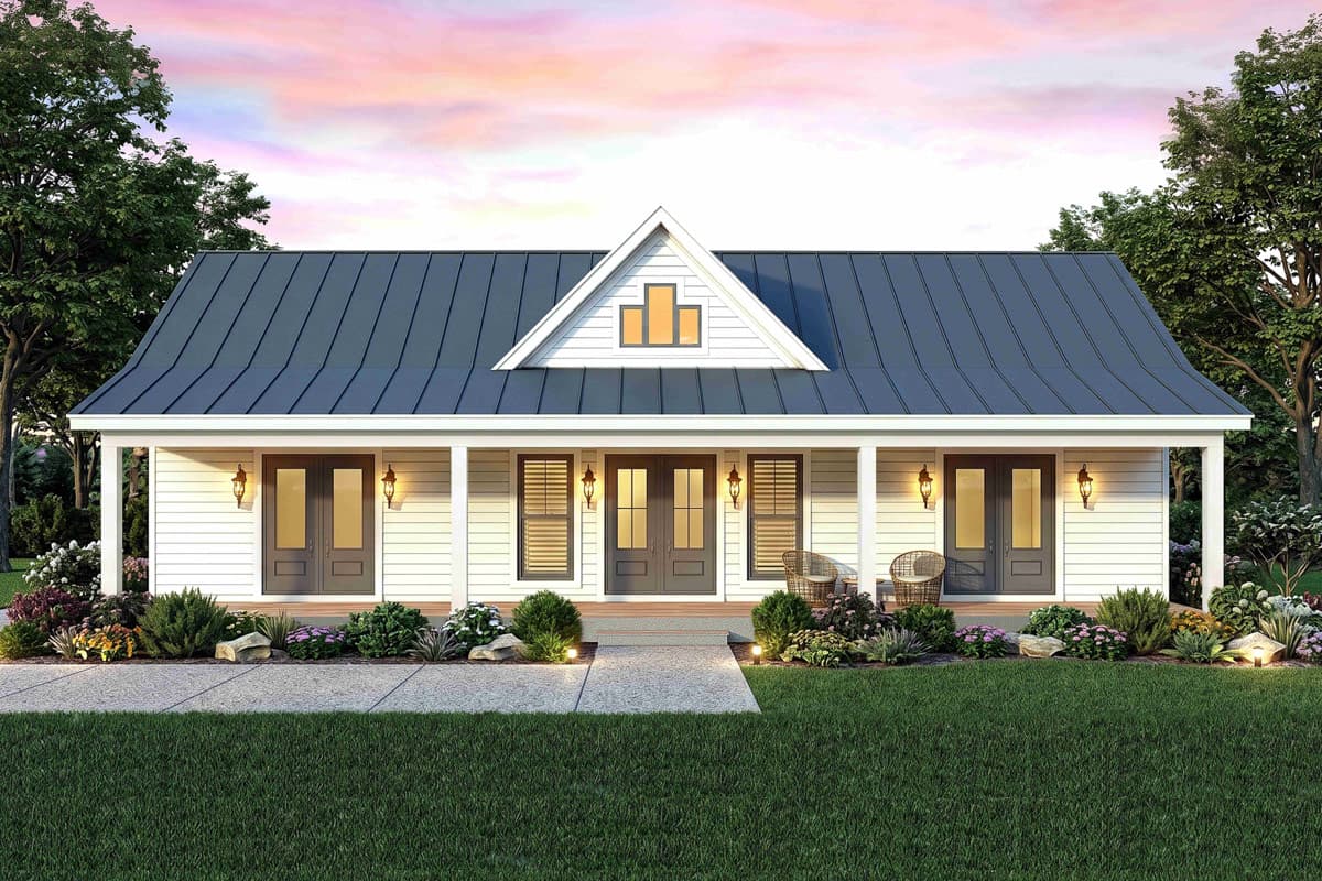 Plan image - 680707VR:Farmhouse House Plan with Two Bedrooms and Expansive Covered Porches