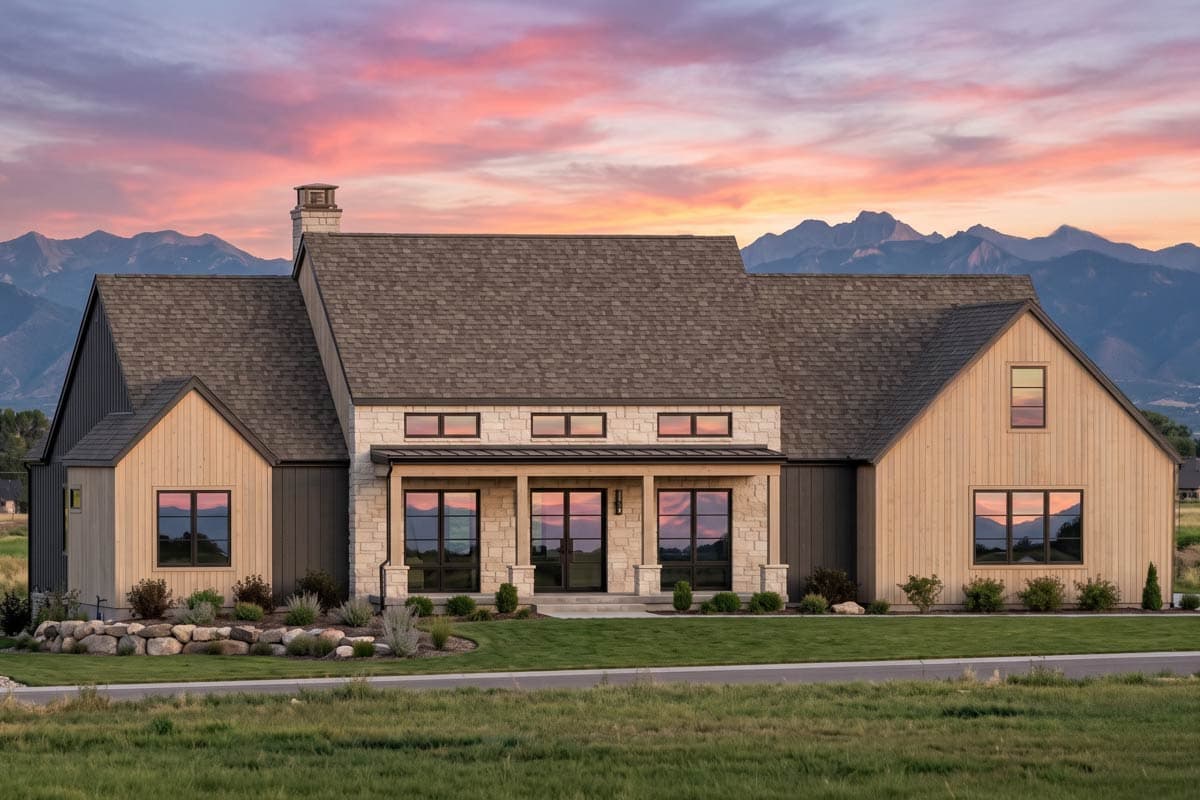 Plan 818222JSS: Modern Farmhouse House Plan with 4 Bedrooms and Attached Garage - Image #2 - Country, Hill Country, Modern Farmhouse, Mountain