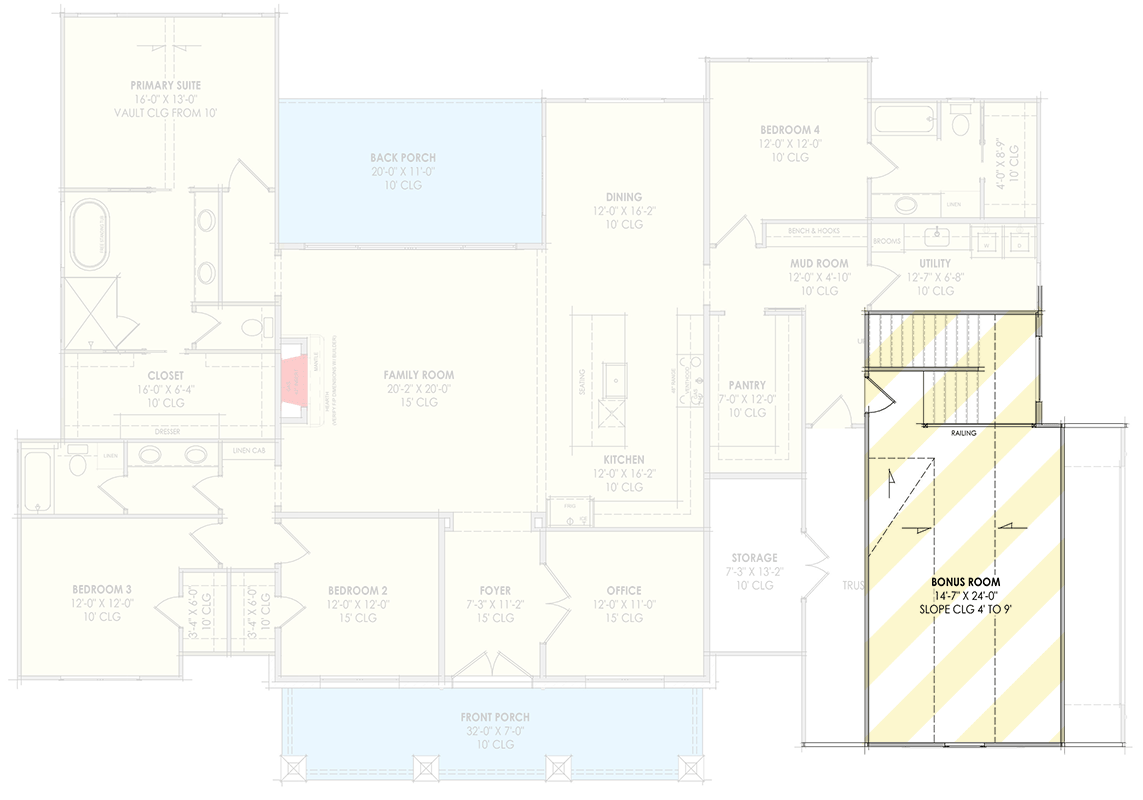 Plan 818222JSS: Modern Farmhouse House Plan with 4 Bedrooms and Attached Garage - Floor Plan - Image #11 - Country, Hill Country, Modern Farmhouse, Mountain