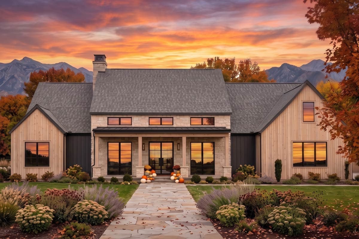 Plan 818222JSS: Modern Farmhouse House Plan with 4 Bedrooms and Attached Garage - Image #1 - Country, Hill Country, Modern Farmhouse, Mountain