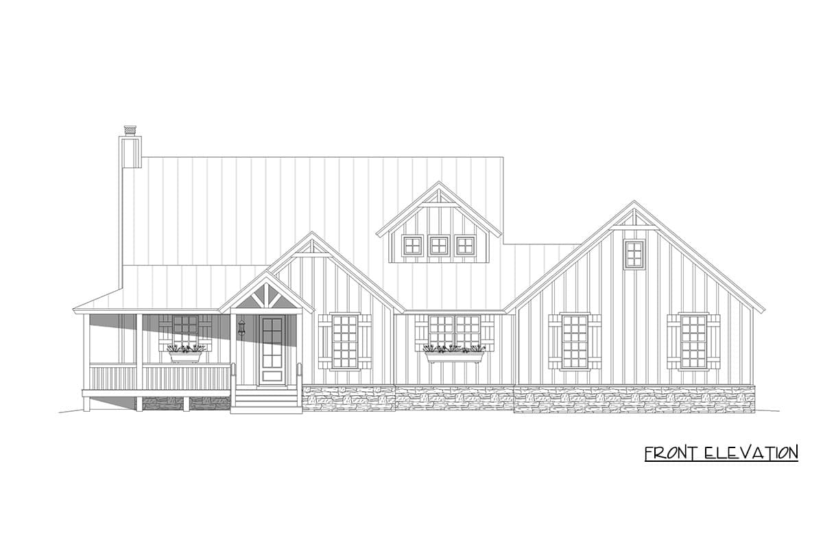 Plan 680708VR: 3 Bedroom Farmhouse House Plan with Expansive Porch and Finished Bonus Room - Image #2 - Craftsman, Farmhouse, New American