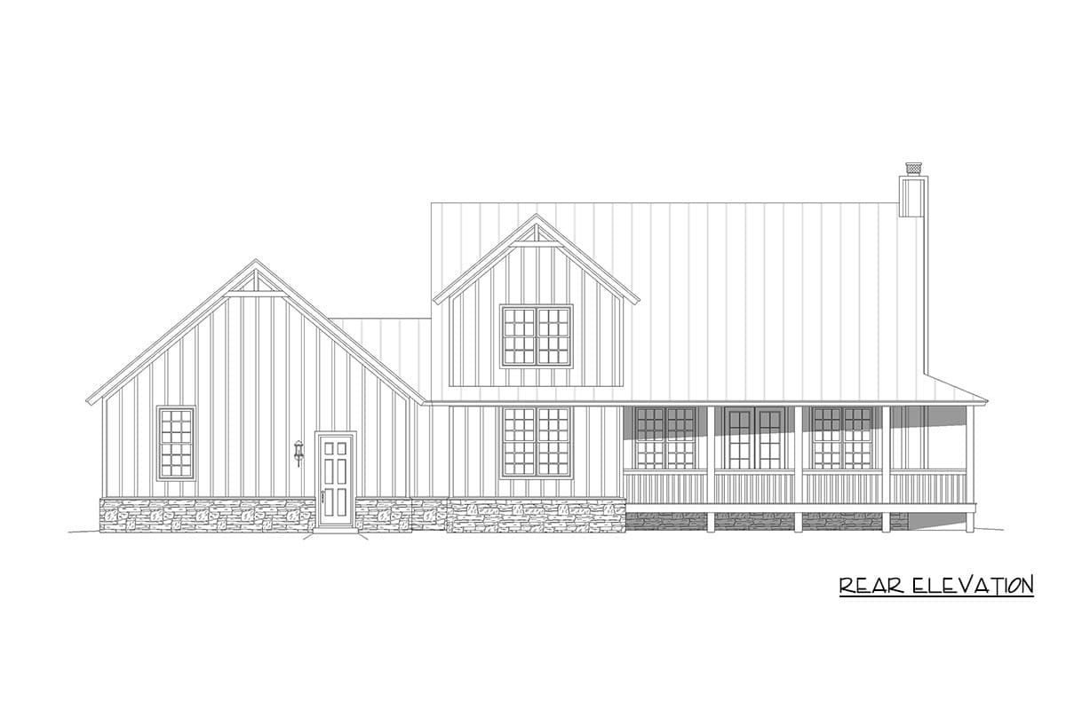 Plan 680708VR: 3 Bedroom Farmhouse House Plan with Expansive Porch and Finished Bonus Room - Image #5 - Craftsman, Farmhouse, New American