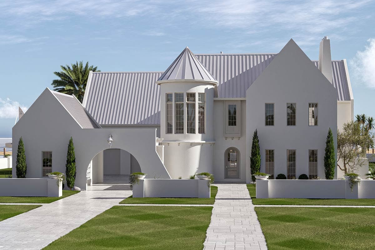 Plan 623676DJ: Luxury Coastal Contemporary House Plan with 5 Bedrooms and 3-Car Garage - Image #3 - Coastal, Coastal Contemporary