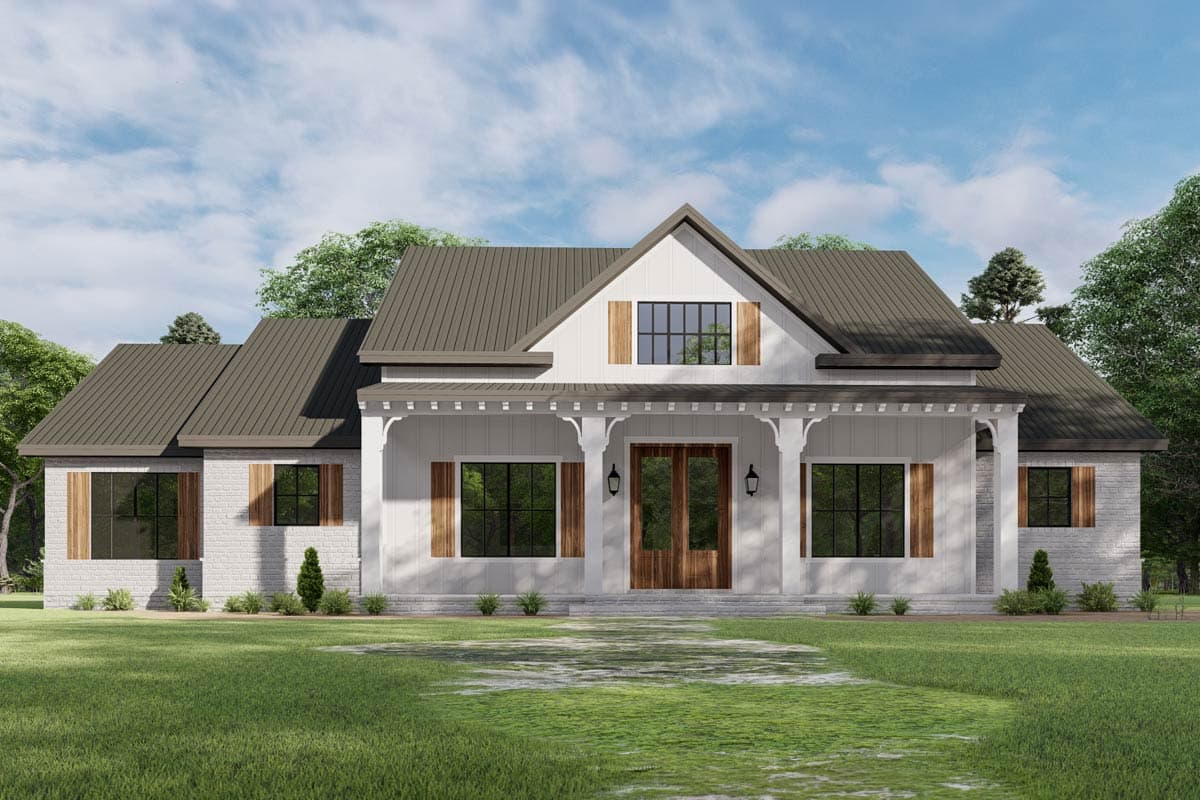 Plan image - 777080MTL:Modern Farmhouse House Plan with Three Bedrooms and Attached Carport