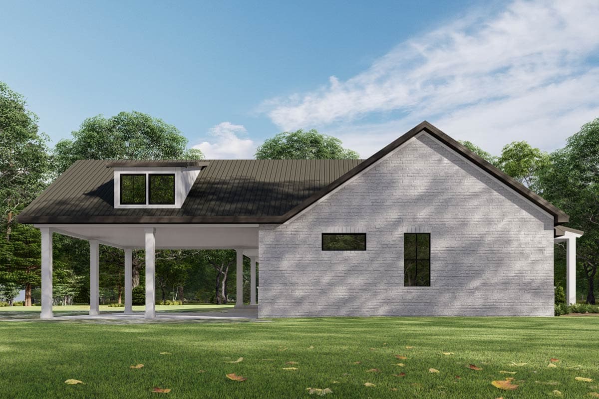 Plan 777080MTL: Modern Farmhouse House Plan with Three Bedrooms and Attached Carport - Image #3 - Country, Modern Farmhouse, New American