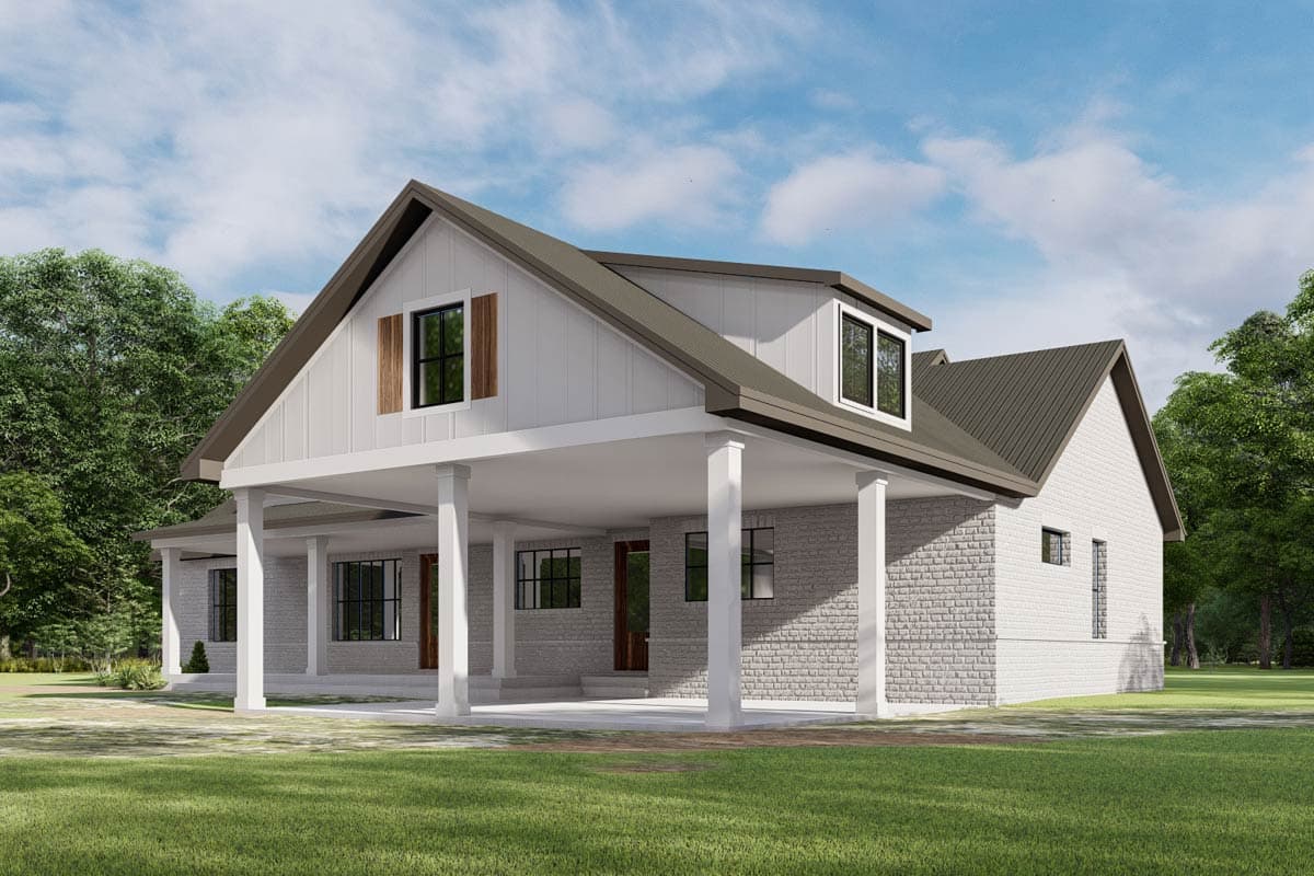 Plan 777080MTL: Modern Farmhouse House Plan with Three Bedrooms and Attached Carport - Image #4 - Country, Modern Farmhouse, New American