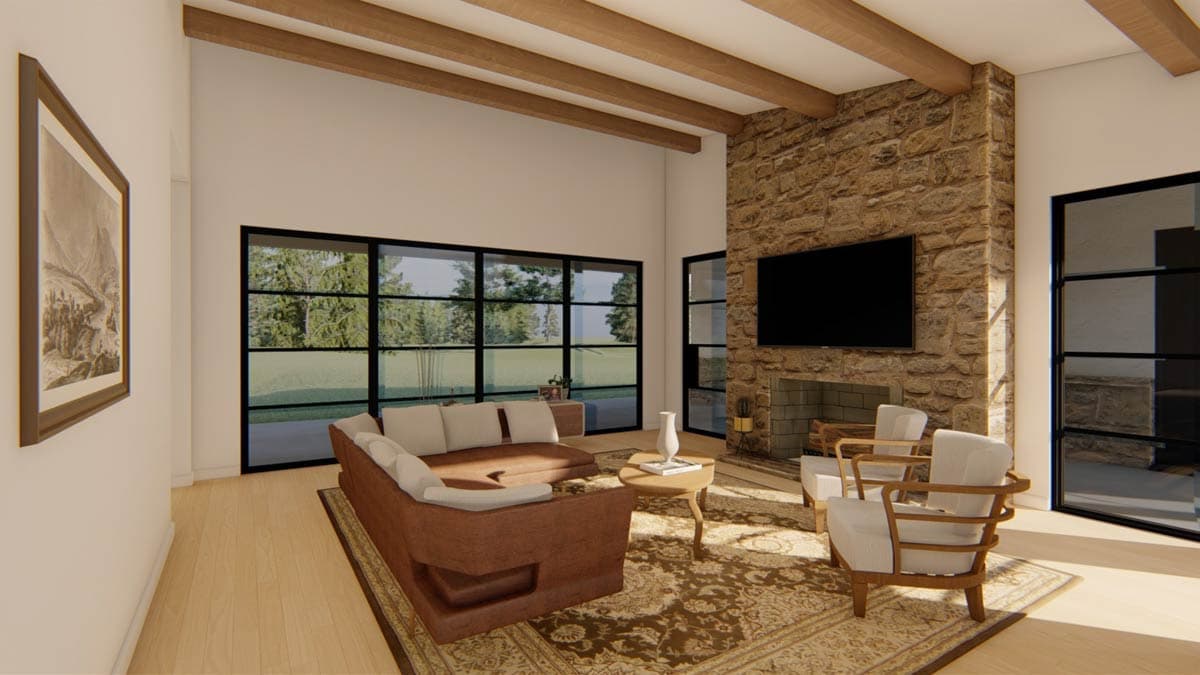 Plan 915066CHP: Contemporary Dogtrot House Plan with Three Bedrooms and Expansive Outdoor Living - Image #3 - Contemporary, Mid Century Modern, Modern, Ranch
