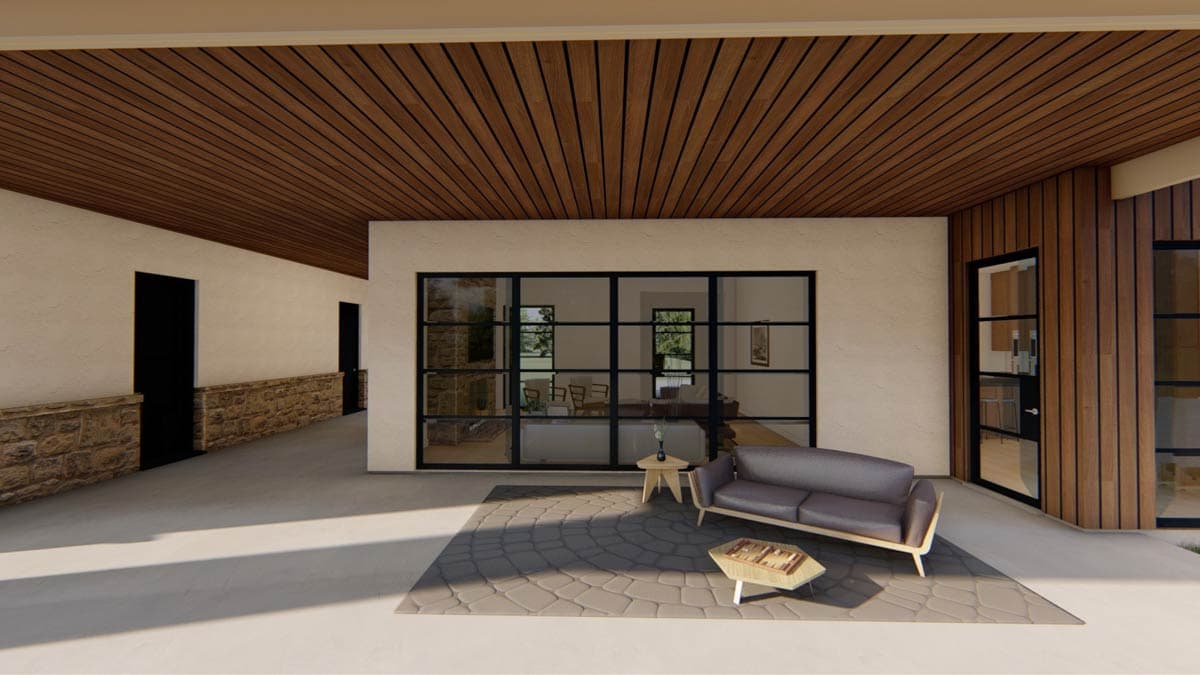Plan 915066CHP: Contemporary Dogtrot House Plan with Three Bedrooms and Expansive Outdoor Living - Image #10 - Contemporary, Mid Century Modern, Modern, Ranch