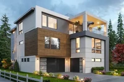 Contemporary Northwest House Plan with Attached ADU and Rooftop Deck