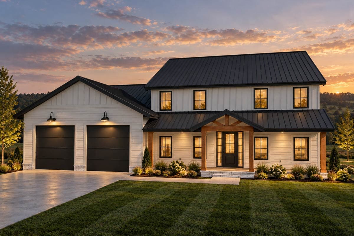 Plan image - 310008GLH:Modern Farmhouse House Plan with 4 Bedrooms and Attached Garage