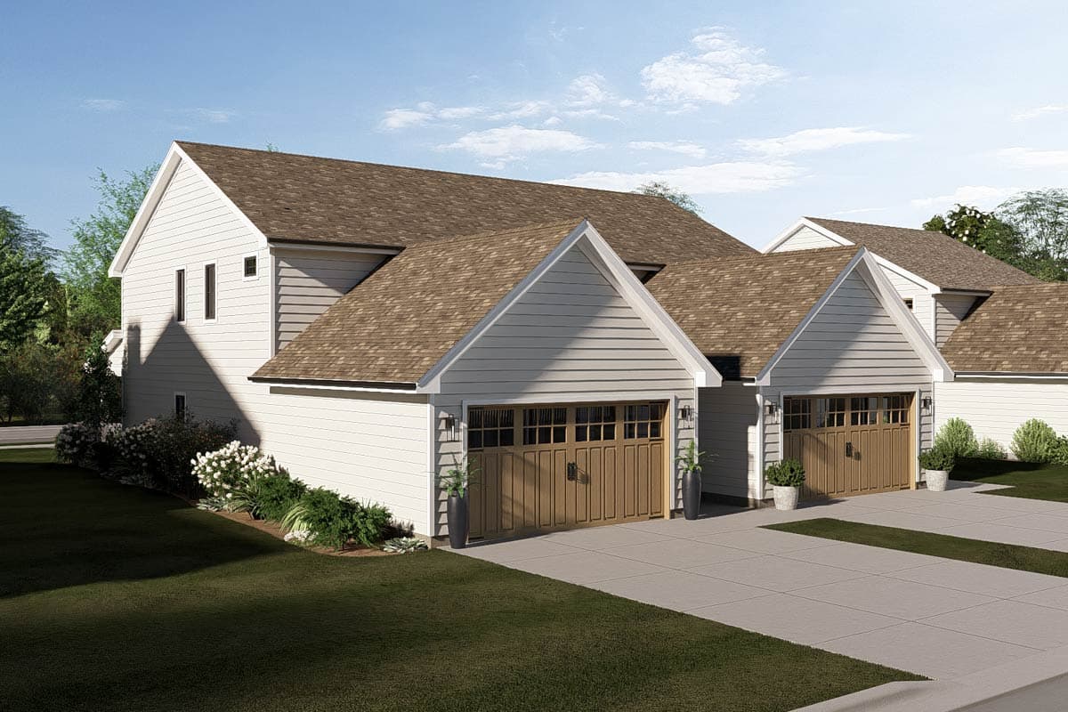 Plan 623677DJ: Modern Farmhouse Duplex House Plan with Three Bedrooms and Attached Garages - Image #7 - Modern Farmhouse, New American