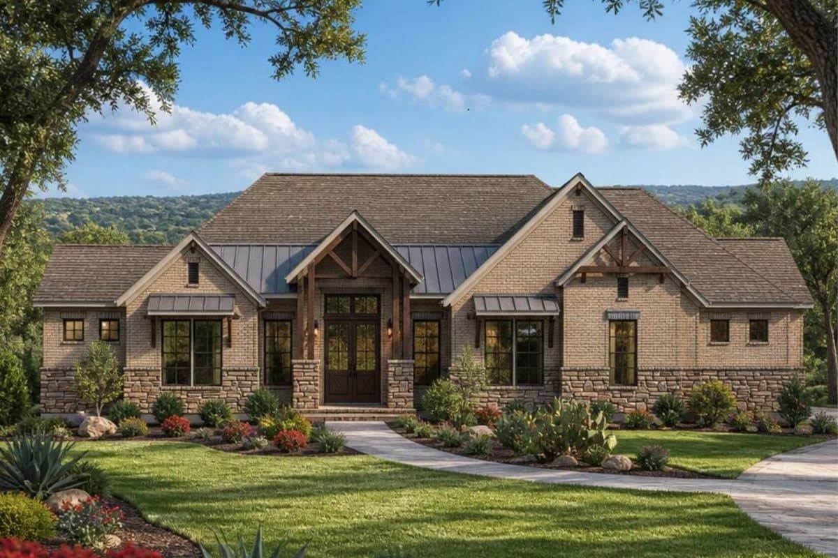Plan image - 54077LK:Craftsman Hill Country House Plan with Three Bedrooms and Flex Room