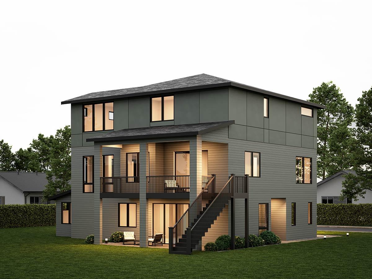 Plan 666324RAF: Contemporary Northwest Multi-Generational House Plan with Attached First-Floor Apartment - Image #3 - Contemporary, Modern, Northwest