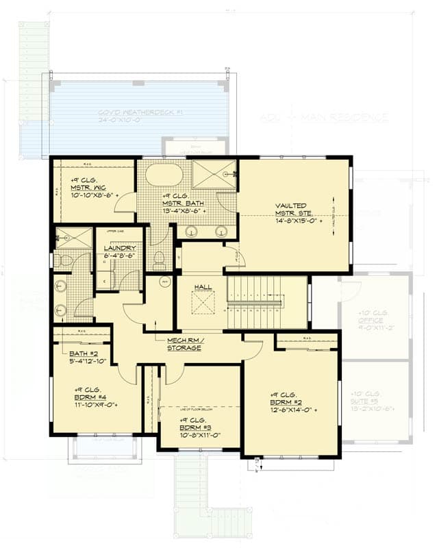 Plan 666324RAF: Contemporary Northwest Multi-Generational House Plan with Attached First-Floor Apartment - Floor Plan - Image #11 - Contemporary, Modern, Northwest