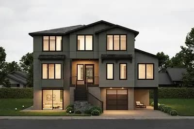 Contemporary Northwest Multi-Generational House Plan with Attached First-Floor Apartment