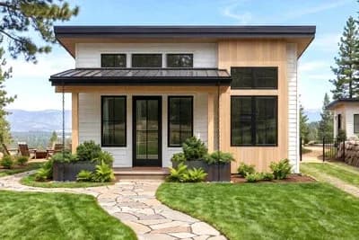 Contemporary Northwest Cabin House Plan with One Bedroom and Porch