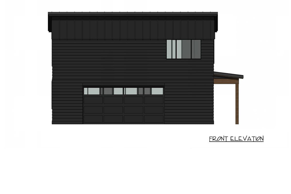 Plan 420210WNT: Contemporary Northwest Cabin House Plan with Two Bedrooms and Drive-Under Garage - Image #2 - Cabin, Contemporary, Northwest