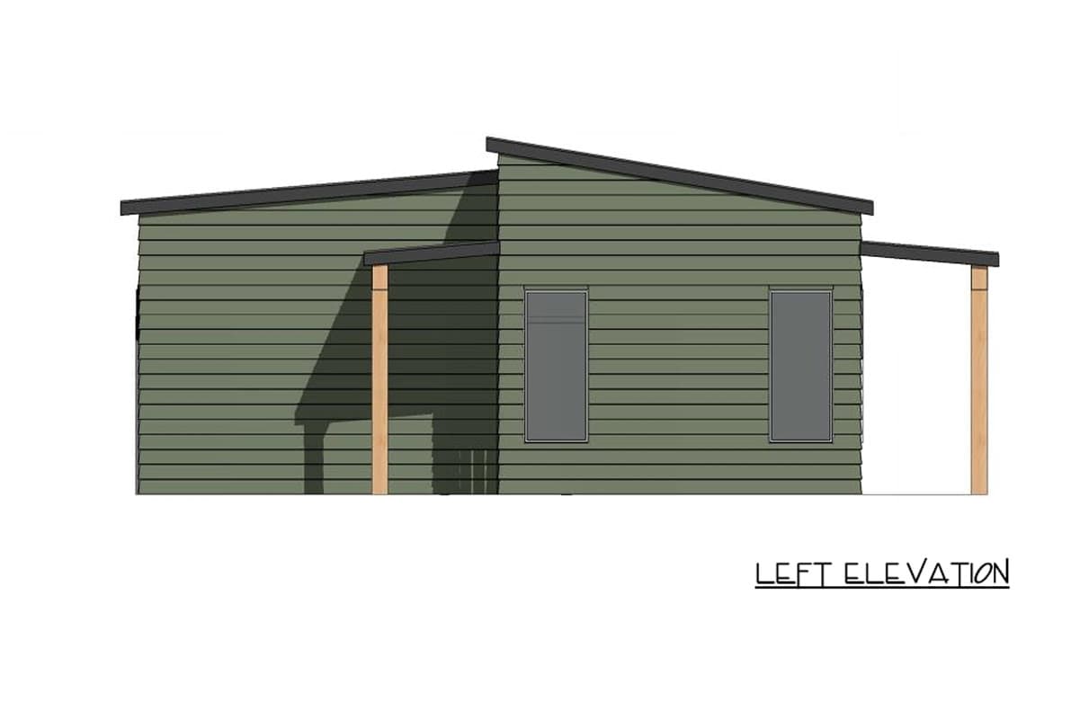 Plan 420211WNT: Modern Northwest Cabin House Plan with Two Bedrooms and Front Porch - Image #3 - Cabin, Contemporary, Northwest