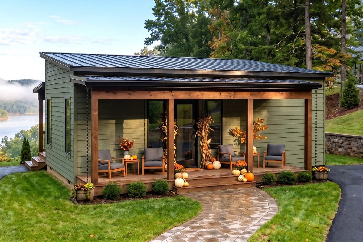 Plan image - 420211WNT:Modern Northwest Cabin House Plan with Two Bedrooms and Front Porch