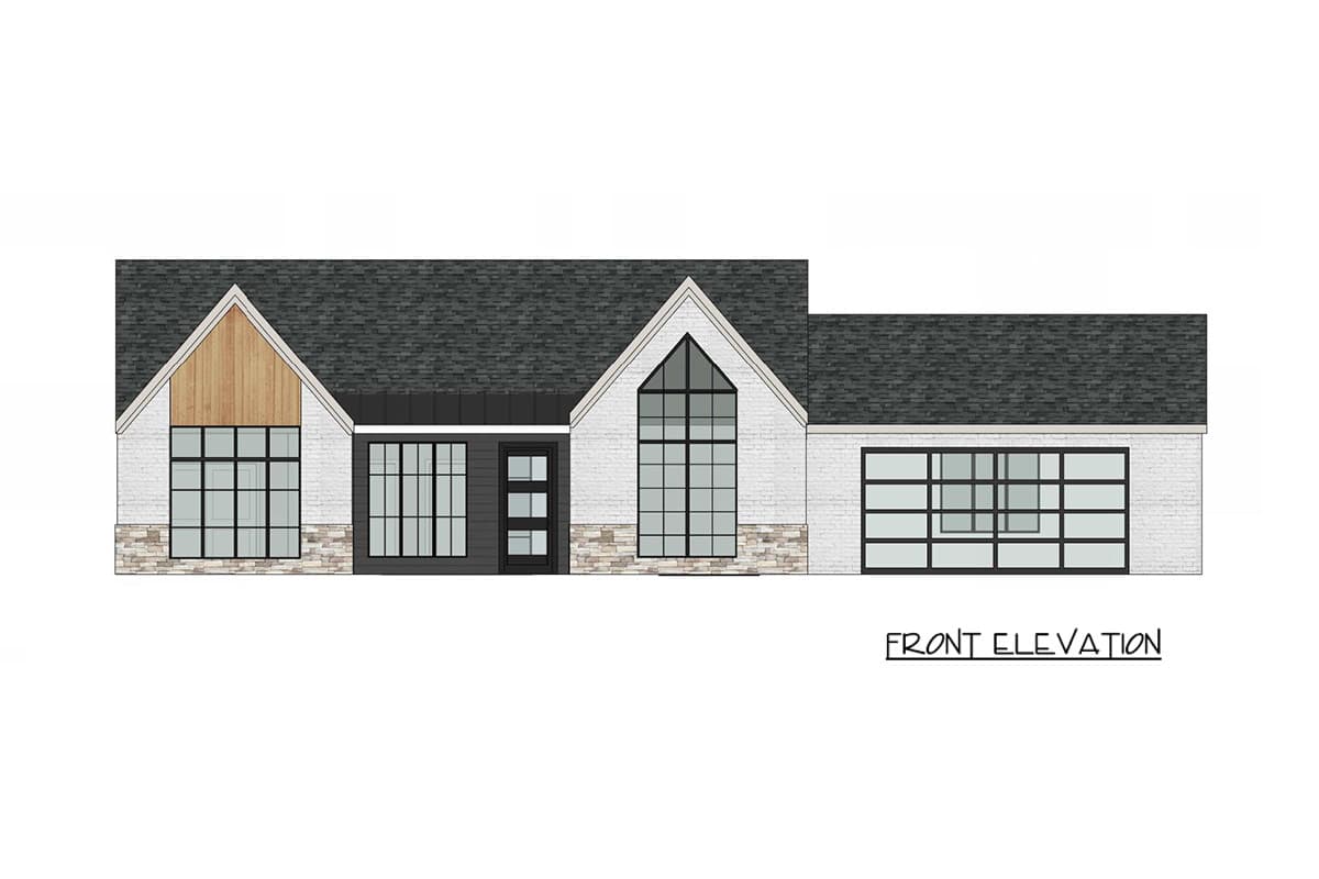 Plan 420212WNT: Contemporary Farmhouse House Plan with 2 Bedrooms and Spacious Two-Car Garage - Image #2 - Contemporary, Country, Craftsman, Modern Farmhouse, Transitional