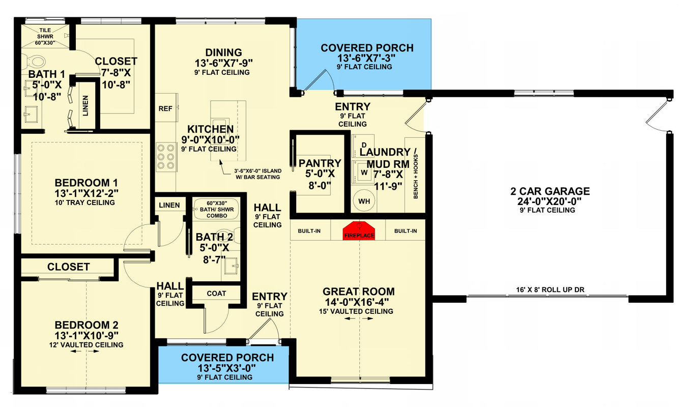 Plan 420212WNT: Contemporary Farmhouse House Plan with 2 Bedrooms and Spacious Two-Car Garage - Floor Plan - Image #6 - Contemporary, Country, Craftsman, Modern Farmhouse, Transitional