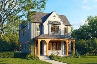 Modern European Tudor House Plan with 4 Bedrooms and 2,921 Square Feet