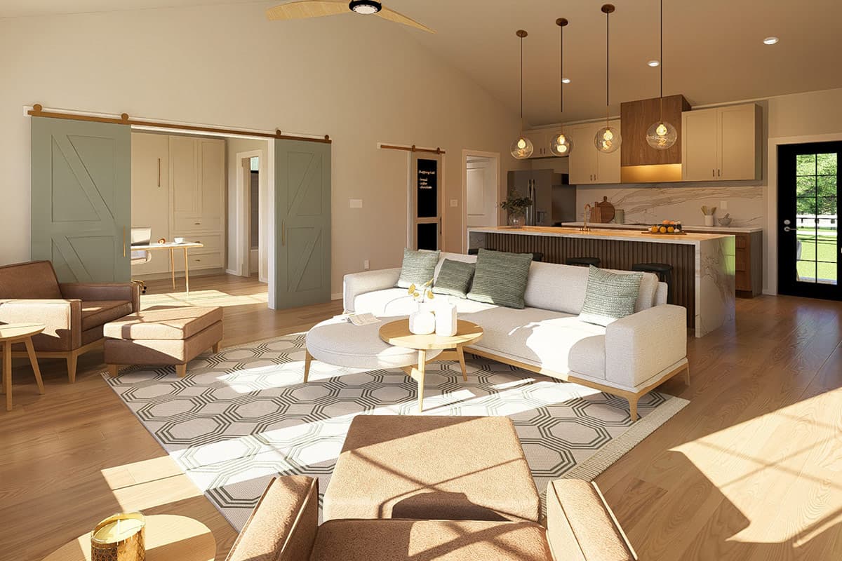 Plan 67855MG: Modern Farmhouse House Plan with Split Bedroom Layout and Carport - Image #3 - Country, Craftsman, Farmhouse, Modern Farmhouse, Ranch
