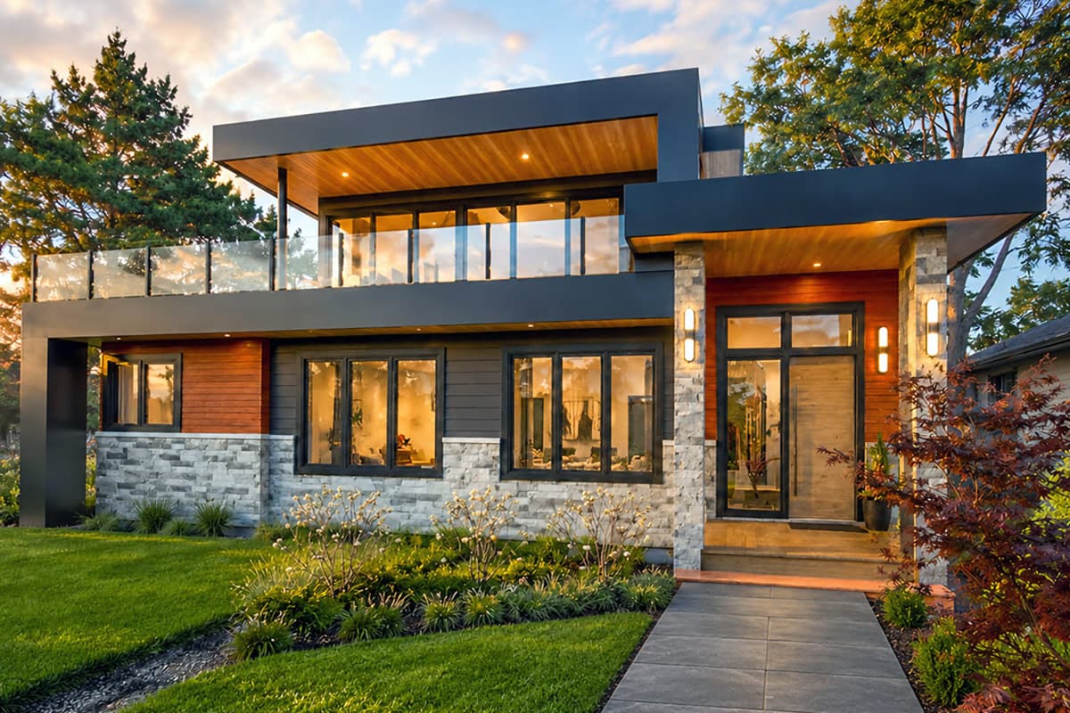 Plan image - 147077RML:Contemporary Modern House Plan Featuring 3 Bedrooms and First Floor Master