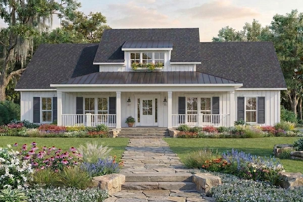 Plan 51411MM: Modern Farmhouse House Plan with Three Bedrooms and Expansive Porches - Image #1 - Country, Modern Farmhouse, Traditional