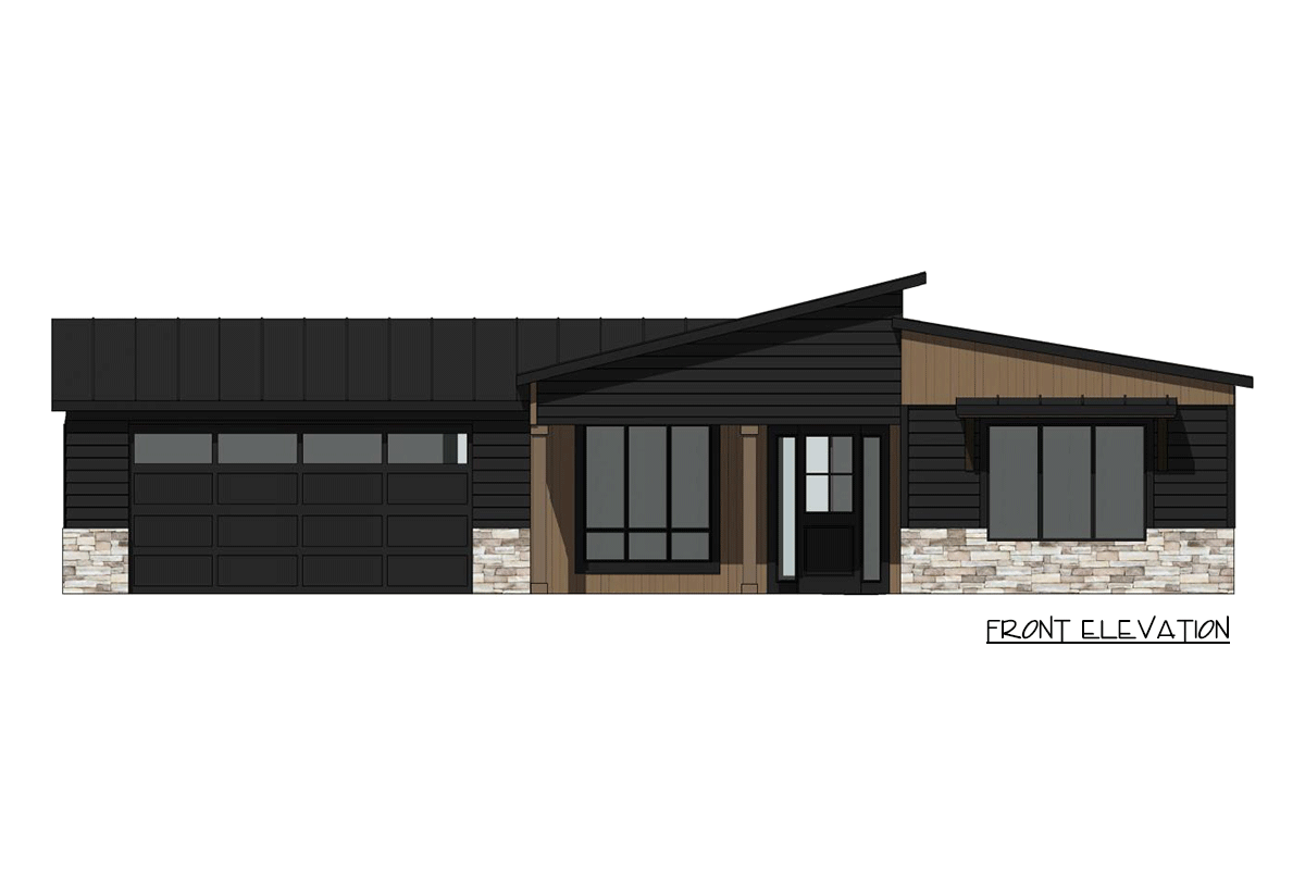 Plan 421053HFC: Modern Craftsman Style House Plan With Organic Tones and Dramatic Sloped Roof - Image #2 - Cabin, Contemporary, Cottage, Craftsman, Modern, Northwest