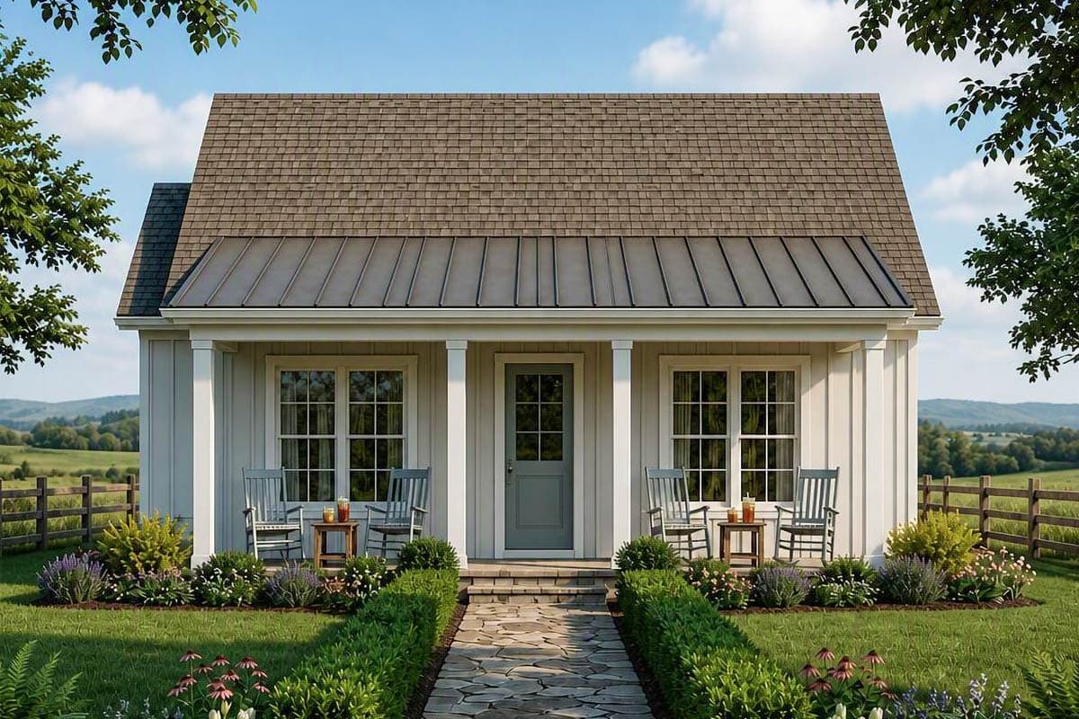 Plan image - 54078LK:Simple 3-Bedroom Country Cottage House Plan