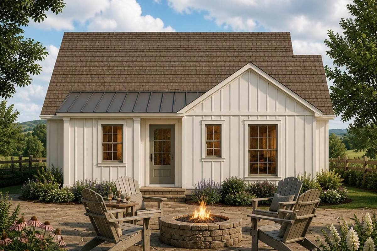 Plan 54078LK: Simple 3-Bedroom Country Cottage House Plan - Image #2 - Cabin, Cottage, Country