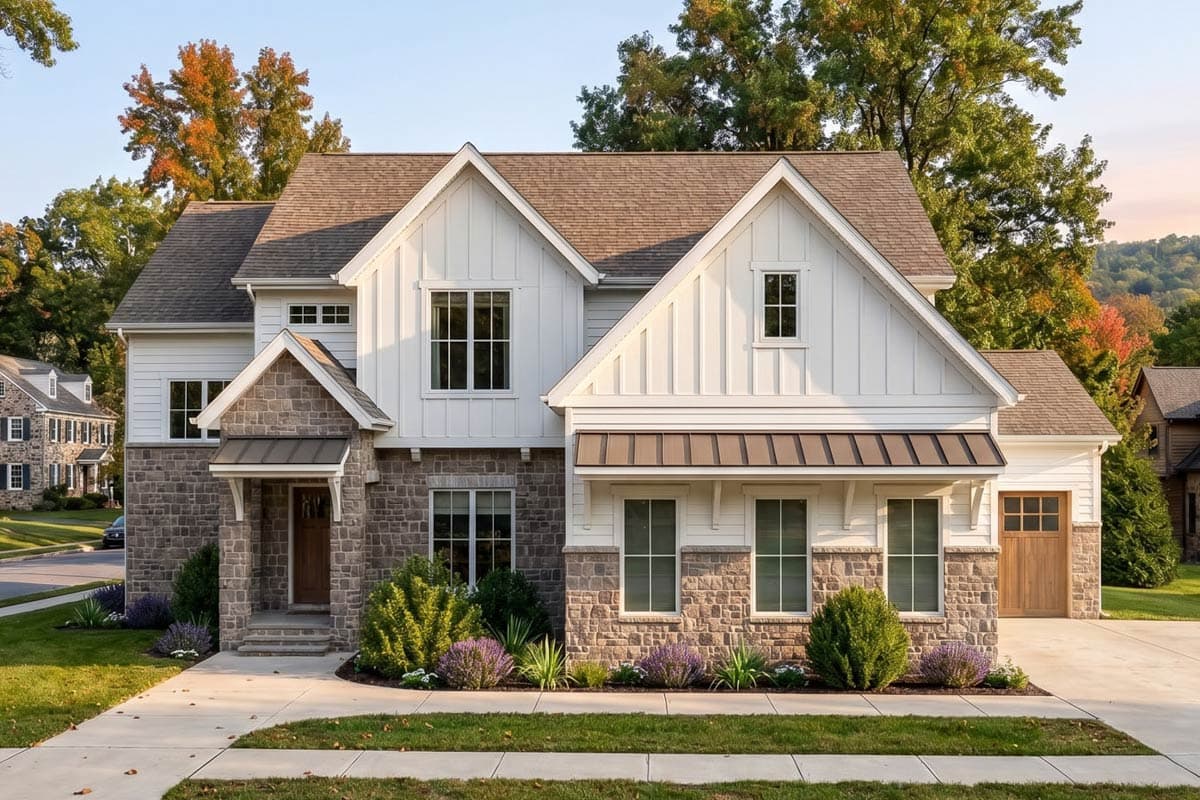 Plan image - 623678DJ:Modern Farmhouse House Plan with 4 Bedrooms and 3-Car Garage